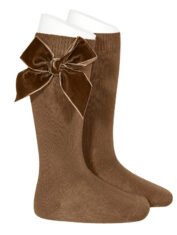side-velvet-bow-knee-high-socks-toffee side-velvet-bow-knee-high-socks-toffee
